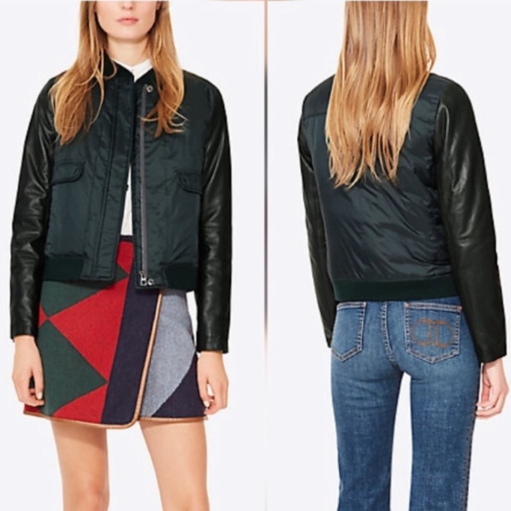 Tory Burch Marley Leather Bomber Jacket